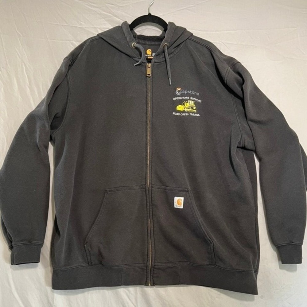 Carhartt Mens 2XL Black Full Zip Hoodie Original Fit Capstone Workwear Jacket